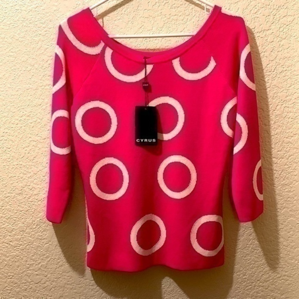Cyrus sweater pink & white medium brand new with tags - Picture 2 of 8